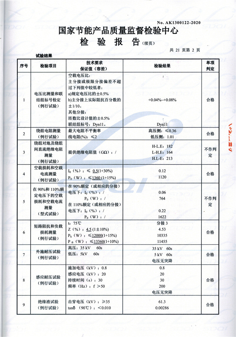 高低压试验报告-S11-1250永胜永胜永胜油浸式变压器-2.jpg